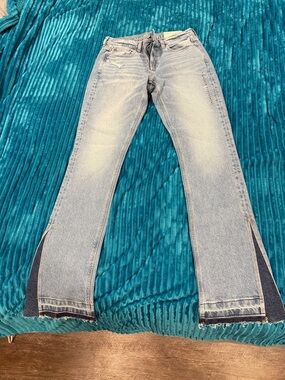 American Eagle Outfitters Light Blue Wide-Leg Split Hem Jeans